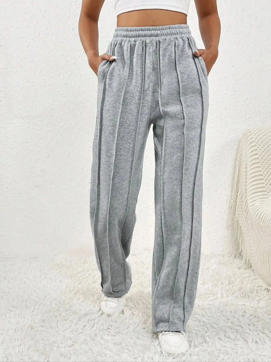 Pantalon à Taille Haute et Poche Femme - Style Décontracté