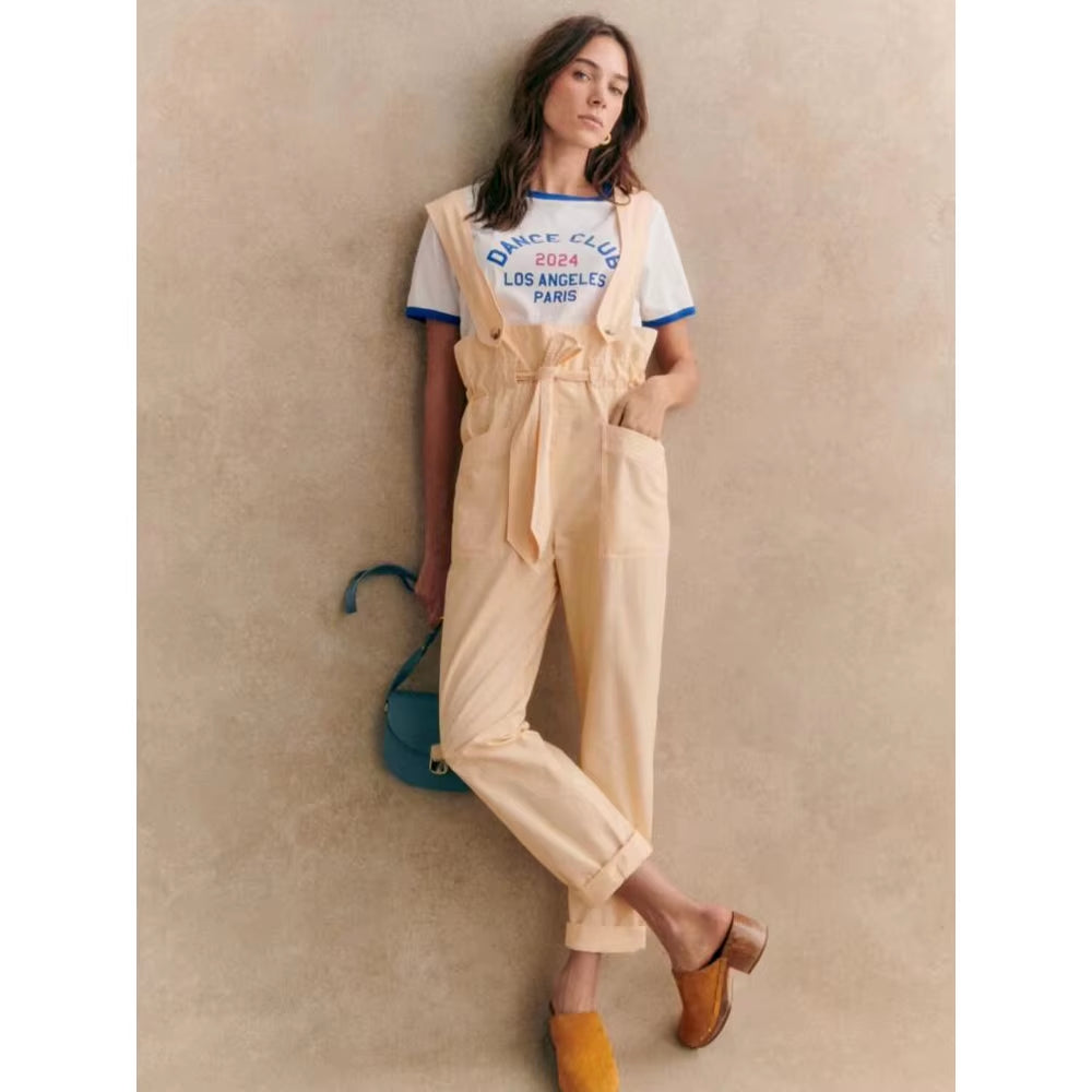  T-shirt Femme à Manches Courtes en Coton – Style Vintage avec Lettres Imprimées