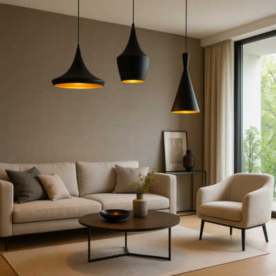 Suspension Luminaire Industrielle Noire à LED