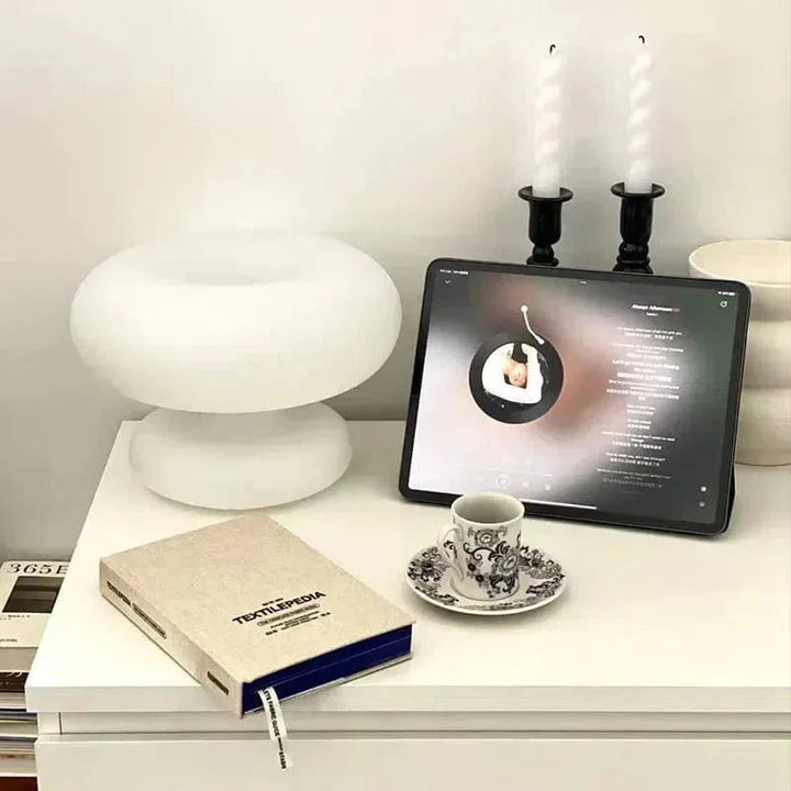 Lampe de Table en Verre Blanc Laiteux