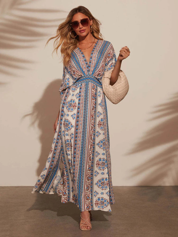 ALINA | Bedrucktes Maxikleid – Boho, Luftig & Sommerlich Elegant