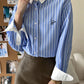 Chemise à Rayures Bleues pour Femme LANMREM – Boutonnage Simple et Élégant