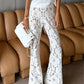  Pantalon Droit Taille Haute Dentelle Femme - Imprimé Patchwork