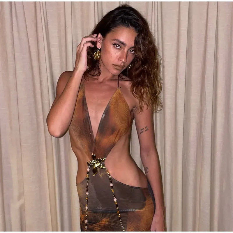 ALONA | Maxikleid mit Animal-Print & Rückenschnürung – Kühn & Komfortabel