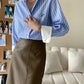 Chemise à Rayures Bleues pour Femme LANMREM – Boutonnage Simple et Élégant
