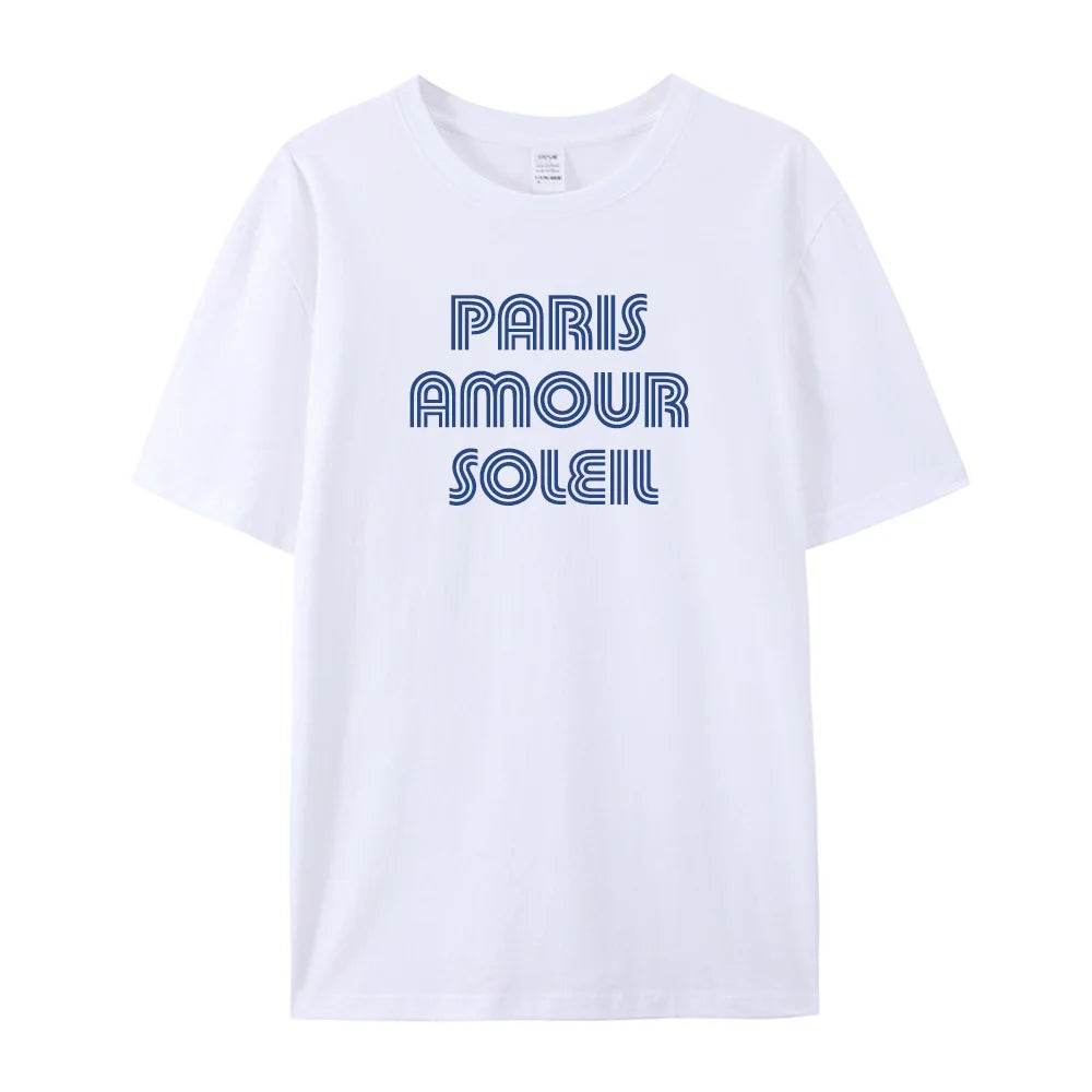 T-shirt Femme Manches Courtes Coton, Style Vintage Paris avec Lettres Imprimées