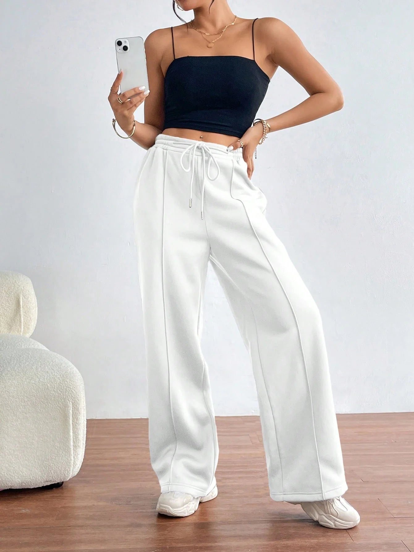 Pantalon à Jambes Larges Femme - Confort et Style