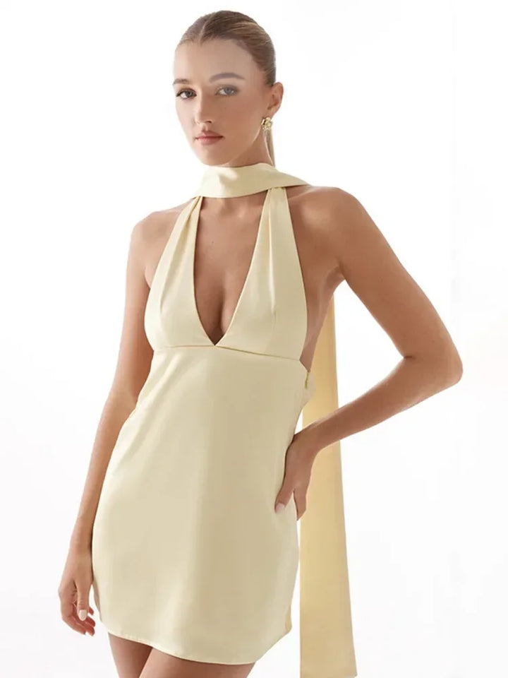 ELINA | A-Linien Minikleid mit Halterneck – Elegan & Sommerlich