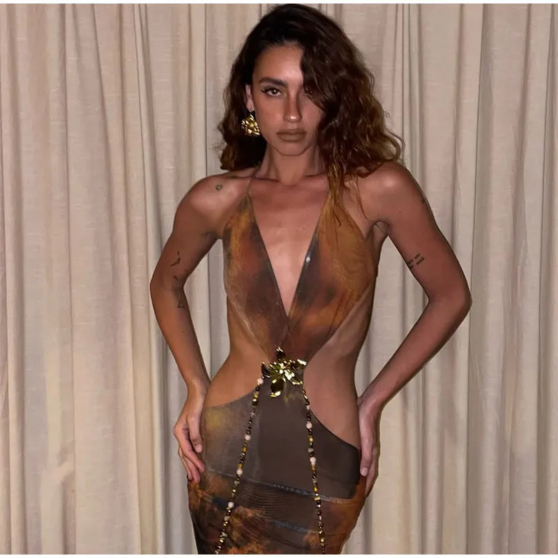 ALONA | Maxikleid mit Animal-Print & Rückenschnürung – Kühn & Komfortabel