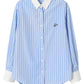 Chemise à Rayures Bleues pour Femme LANMREM – Boutonnage Simple et Élégant