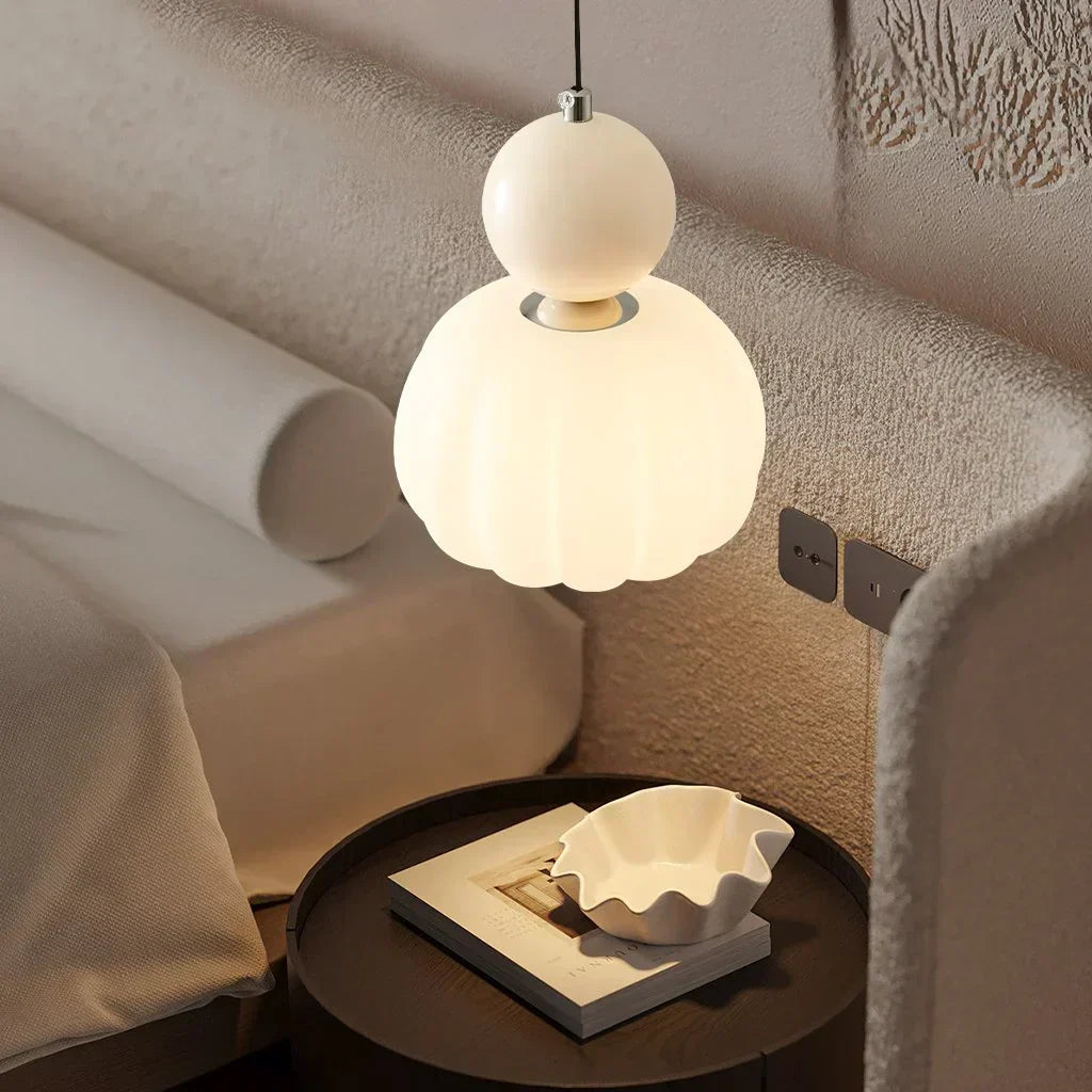 Suspension Luminaire Art Déco Crème Élégante