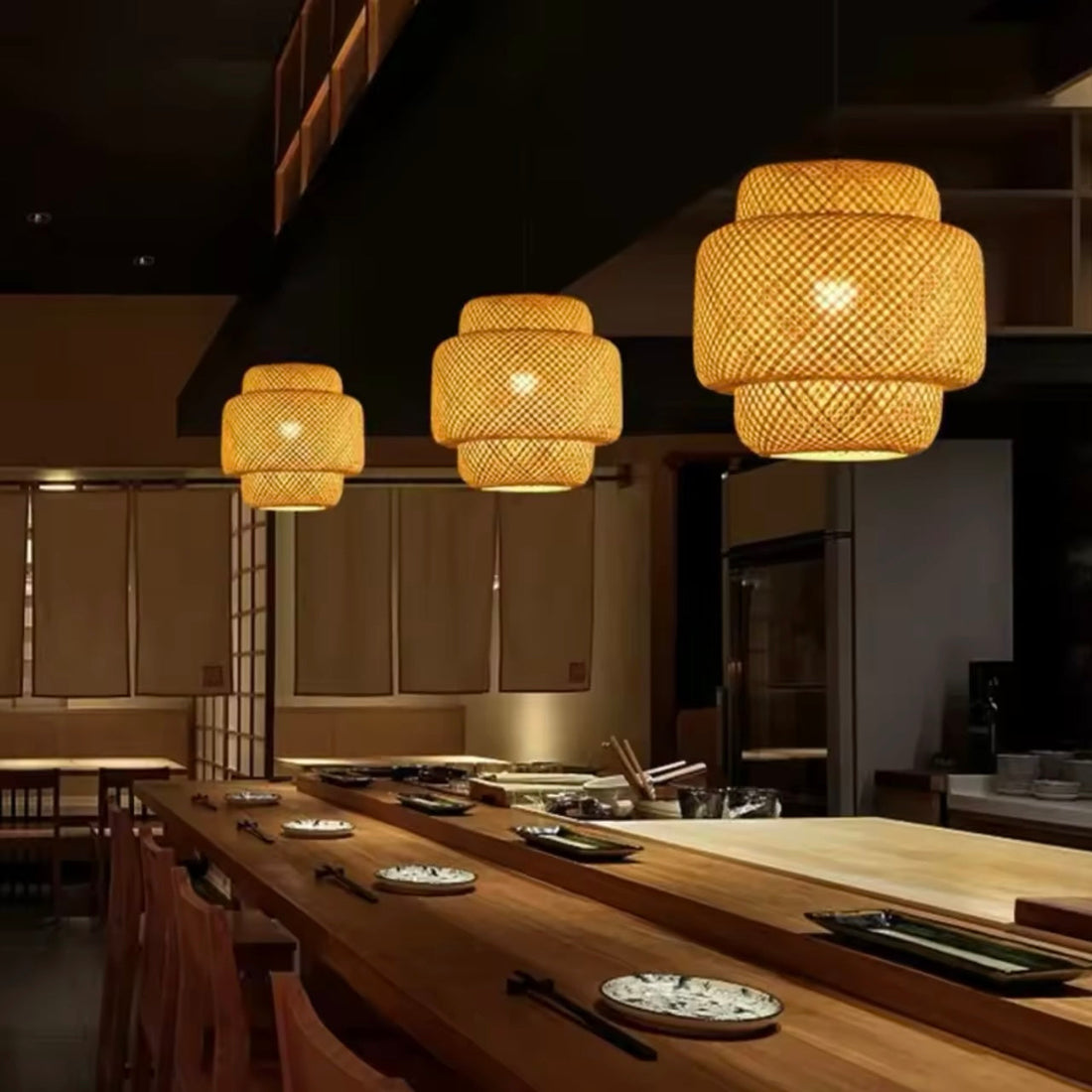 Suspension Luminaire Élégant Style Japonais