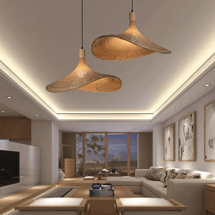 Suspension Luminaire en Rotin Rustique