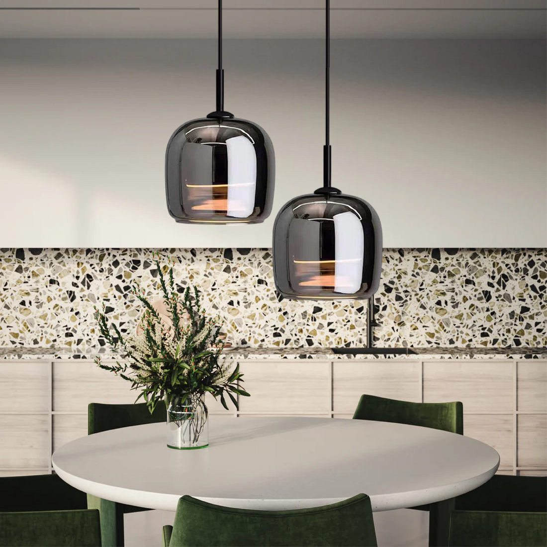 Suspension Luminaire en Verre Noir Style Nordique