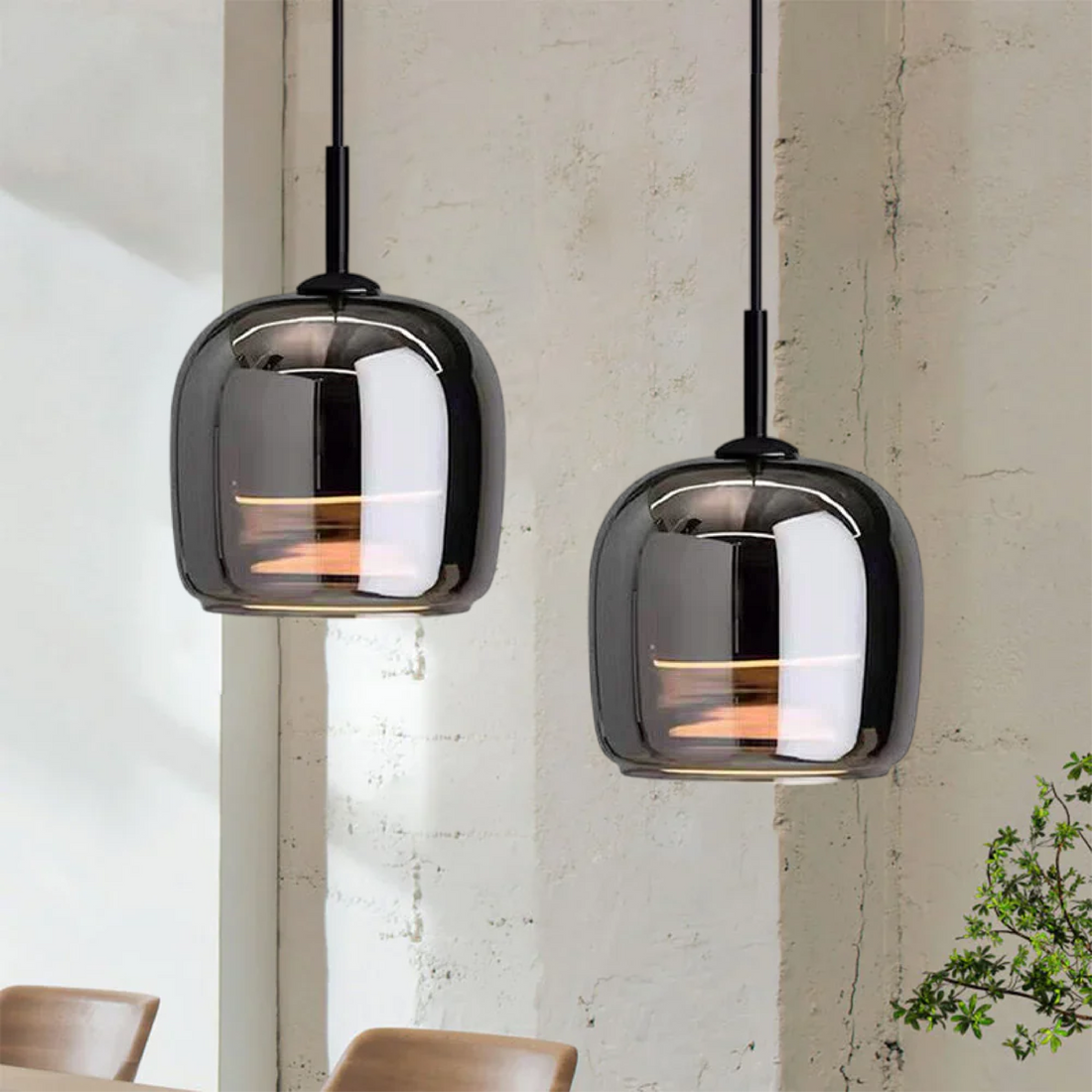 Suspension Luminaire en Verre Noir Style Nordique