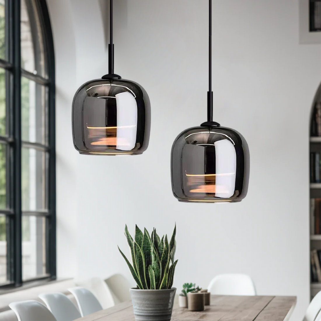 Suspension Luminaire en Verre Noir Style Nordique