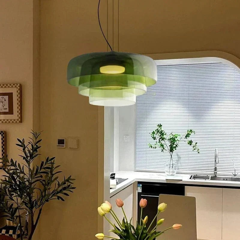 Suspension Lustre Luminaire LED en Verre Coloré Intemporel